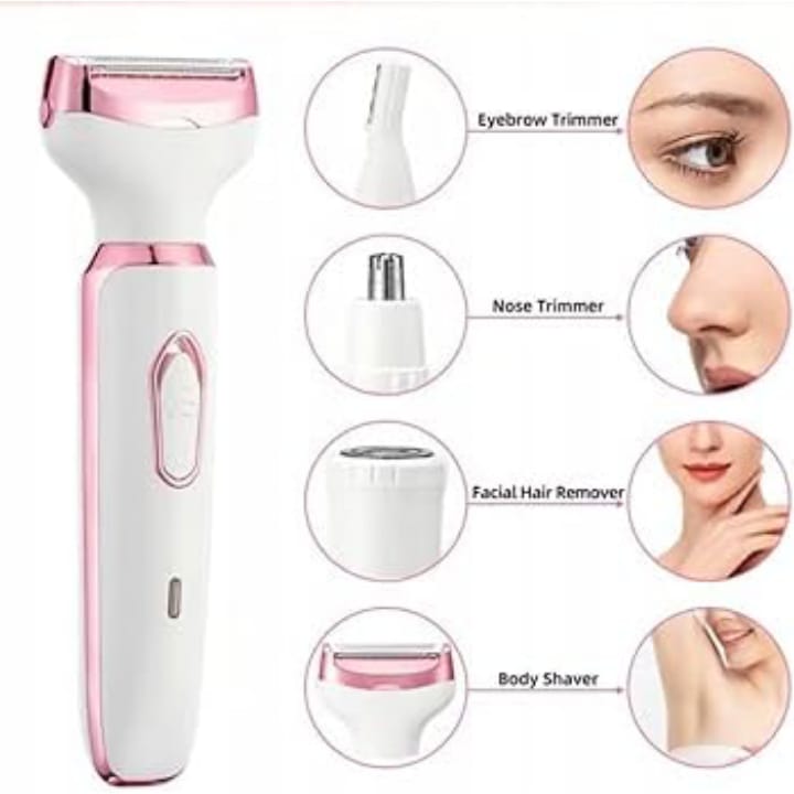 4-in-1 USB Rechargeable Lady Shaver Beauty Kit – Women's Hair Remover & Grooming Trimmer Pakistan