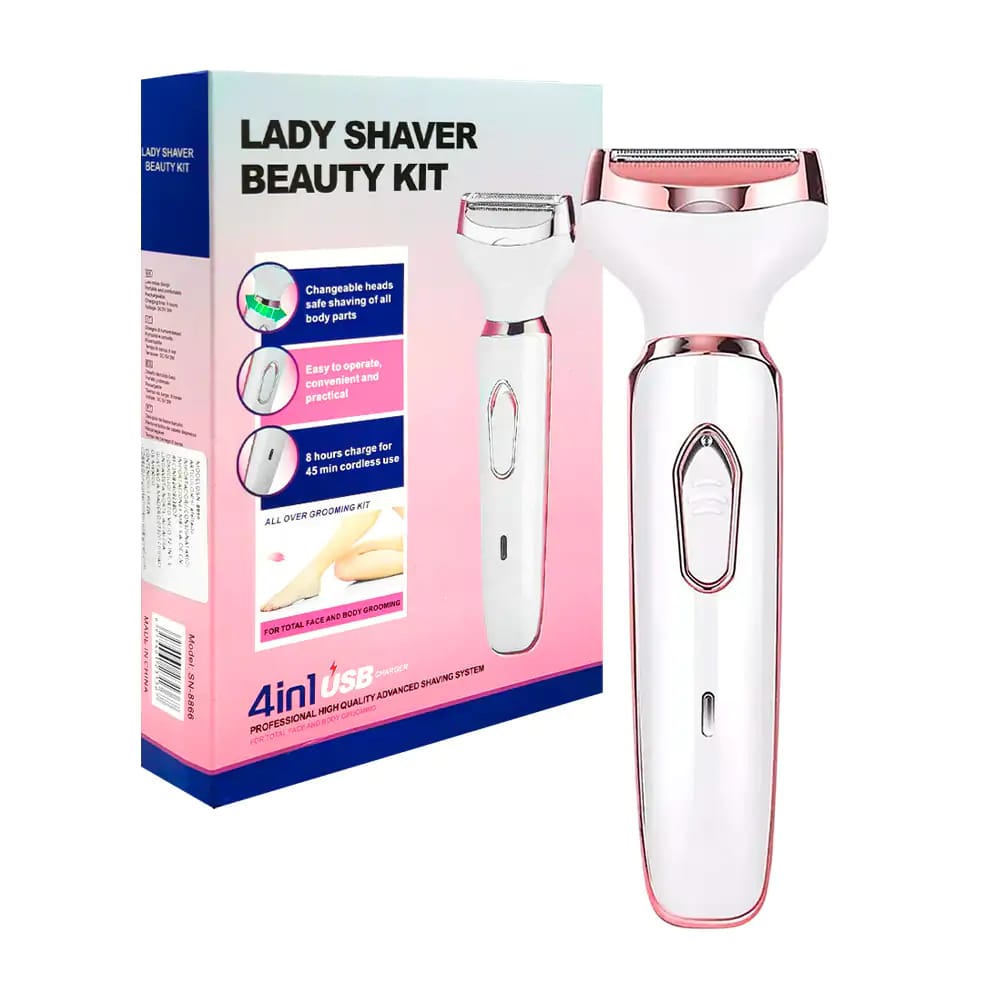 4-in-1 USB Rechargeable Lady Shaver Beauty Kit – Women's Hair Remover & Grooming Trimmer Pakistan