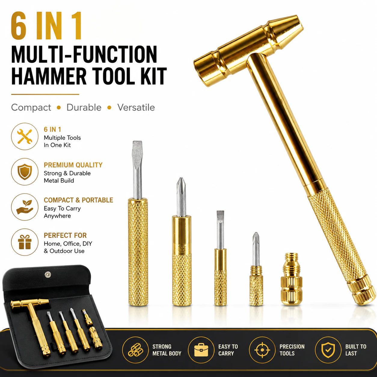 6-in-1 Mini Hammer & Precision Screwdriver Repair Tool Kit