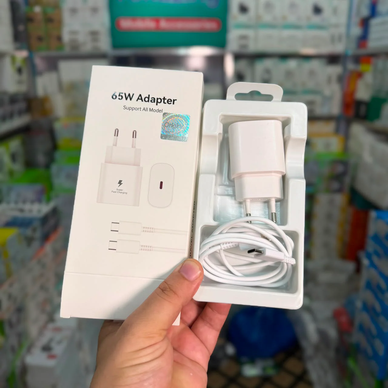 65W Fast Charging Travel Adapter with USB Type-C Cable